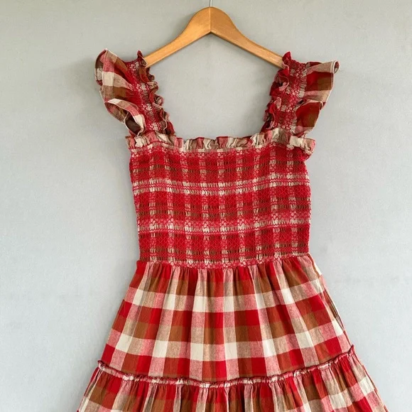 🎉5 for $45🎉Aureum  Plaid Smocked dress size S - Picture 3 of 8
